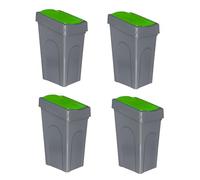Optimal Products 50L Plastic Recycling Bin Rubbish Dustbin Kitchen Garden Recycle Waste Bin With Lid (Green, 4)