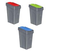 Optimal Products 50L Plastic Recycling Bin Rubbish Dustbin Kitchen Garden Recycle Waste Bin With Lid (Red,Blue,Green, 1)