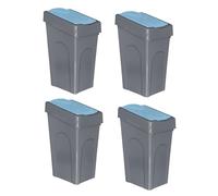 Optimal Products 50L Plastic Recycling Bin Rubbish Dustbin Kitchen Garden Recycle Waste Bin With Lid (Blue, 4)