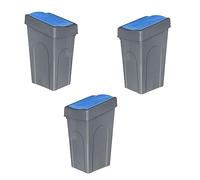 Optimal Products 50L Plastic Recycling Bin Rubbish Dustbin Kitchen Garden Recycle Waste Bin With Lid (Blue, 3)