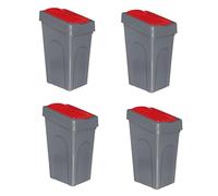 Optimal Products 50L Plastic Recycling Bin Rubbish Dustbin Kitchen Garden Recycle Waste Bin With Lid (Red, 4)