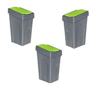 Optimal Products 50L Plastic Recycling Bin Rubbish Dustbin Kitchen Garden Recycle Waste Bin With Lid (Green, 3)