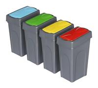 Optimal Products 50L Plastic Recycling Bin Rubbish Dustbin Kitchen Garden Recycle Waste Bin With Lid (Red,Blue,Green,Yellow, 1)