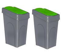Optimal Products 50L Plastic Recycling Bin Rubbish Dustbin Kitchen Garden Recycle Waste Bin With Lid (Green, 2)