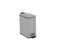 OPTIMAL PRODUCTS 5L Grey Slim Lid Pedal Bin Waste Paper Dustbin Home Office