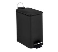 Optimal Products 5L Pedal Bin Slim Lid Soft Close Brush Holder Home Office Waste Paper Dustbin (5L BLACK BIN ONLY)