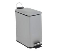 Optimal Products 5L Pedal Bin Slim Lid Soft Close Brush Holder Home Office Waste Paper Dustbin (5L GREY BIN ONLY)