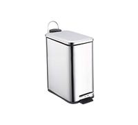 Optimal Products 5L Pedal Bin Slim Lid Soft Close Brush Holder Home Office Waste Paper Dustbin (5L STAINLESS STEEL BIN ONLY)
