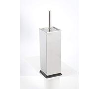 Optimal Products 5L Pedal Bin Slim Lid Soft Close Brush Holder Home Office Waste Paper Dustbin (SILVER BRUSH ONLY)