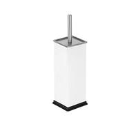 Optimal Products 5L Pedal Bin Slim Lid Soft Close Brush Holder Home Office Waste Paper Dustbin (WHITE BRUSH ONLY)