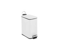 OPTIMAL PRODUCTS 5L White Slim Lid Pedal Bin Waste Paper Dustbin Home Office