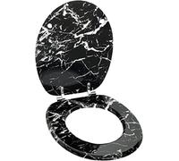 Optimal Products Anti-Bacterial Coating Marble Effect Toilet Seat Loo Seats No Rust Stainless Steel Hinges Slow / Soft Close (Black)