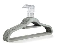 Optimal Products ANTI SLIP FLOCKED COAT CLOTHES HANGERS VELVET TROUSER TIE GARMENTS HANGING SPACE SAVING UK (Grey, 10)