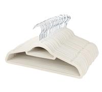 Optimal Products ANTI SLIP FLOCKED COAT CLOTHES HANGERS VELVET TROUSER TIE GARMENTS HANGING SPACE SAVING UK (Ivory, 40)