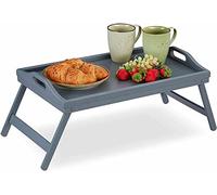 Optimal Products Bamboo Breakfast Tray Folding Legs Multi Purpose Foldable Portable Space Saver Tray For Kitchen Home Office (Grey) (6453), W 50 x D 30 x H 4 cm Folded Size