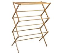 Optimal Products Bamboo Wood Cloth Drying Concertina Classic 3 Tier Airier Folding Airer Foldable (Natural)
