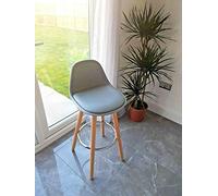 Optimal Products Bar Stools Set of 2 pcs Barstools Multi Colour Breakfast Kitchen Counter Bar Chairs Wood Leg in Natural (GREY PADDED BAR STOOL OP432)