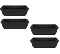Optimal Products Bel Trough Plant Pot Plastic Winchester Bel Garden Flower Patioectangle Planter UK (4PC, Ebony/Black), 46cm & 60cm