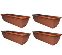 Optimal Products Bel Trough Plant Pot Plastic Winchester Bel Garden Flower Patioectangle Planter UK (4PC, Terracotta 60cm), 46cm & 60cm