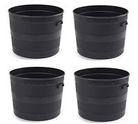 Optimal Products Black Plastic Planter Plant Pot Tub Garden Patio Out Or Indoor Barrel Flower Pot 35cm & 50cm (20L/35cm (4 Planter) Black)