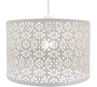 Optimal Products Chandelier Chic Ceiling Light Pendant Shade Crystal Droplet Fitting Easy Fit (LARGE METAL SHADE WHITE)