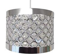 Optimal Products Chandelier Chrome Round Light Pendant Shade Crystal Droplet Fitting EasyFit (MODA SILVER)