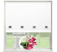 OPTIMAL PRODUCTS Chrome Square Eyelet Edge Roller Blind White Blinds 60 Cm X 160 Cm