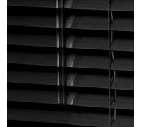 Optimal Products Classic Easy Fit 25mm Aluminium Venetian Blind Home Office Blinds (Black, 75cm x 150cm)