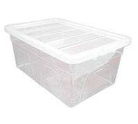 Optimal Products Clear Plastic Storage Box Boxes With Lids UK BRITISH MADE Home Office Stackable Transparent Plastic Boxes, Size 5,11,24,28,35,45 Litre (10 Boxes, 45 Litre)