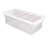 Optimal Products Clear Plastic Storage Box Boxes With Lids UK BRITISH MADE Home Office Stackable Transparent Plastic Boxes, Size 5,11,24,28,35,45 Litre (10 Boxes, 5 Ltre)