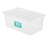 Optimal Products Clear Storage Box With Lids UK BRITISH MADE Home Office Stackable Transparent Plastic Boxes, Size 5,11,24,28,35,45 Litre (1 Box, 5 Ltre)