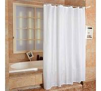 Optimal Products Fabric Shower Curtain Plain White Extra Wide Extra Long Standard With Hooks Ring (180 Width x 180 Length)