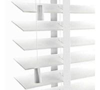 Optimal Products Faux Wood Window Venetian Blinds Blind With Tape 50mm Slats White Grey TRIMMABLE Fittings Included Luxury Look (White, 150 x 150 cm)
