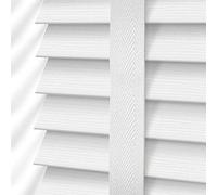 Optimal Products Faux Wood Window Venetian Blinds Blind With Tape 50mm Slats White Grey TRIMMABLE Fittings Included Luxury Look (White, 90 x 150 cm)
