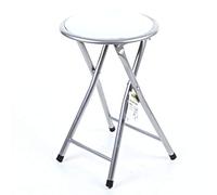 Optimal Products Folding Bar Stool Breakfast High Chair Silver Frame Home Office Kitchen Studio Furniture (Cream Padded Top, Junior Folding Stool)