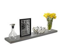 Optimal Products GREY HIGH GLOSS FLOATING SHELF SHELVES DISPLAY UNIT WALL MOUNTED BOOKCASE (LARGE 90CM)