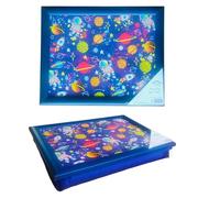 Optimal Products Kids Wooden Soft Padded Cushioned Bean Bag Children Lap Dinner Laptop Food Tray UK (Spaceman Design)