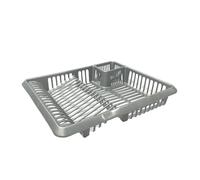 Optimal Products Large Plastic Dish Drainer Kitchen Rack Tidy Plate Cutlery Holder Sink Organiser UK (Silver)