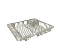 Optimal Products Large Plastic Dish Drainer Kitchen Rack Tidy Plate Cutlery Holder Sink Organiser UK (Taupe)