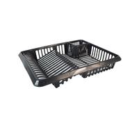 Optimal Products Large Plastic Dish Drainer Kitchen Rack Tidy Plate Cutlery Holder Sink Organiser UK (Graphite)