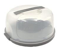 Optimal Products Large Round Transparent Cake Storage Carrier Box Container Clear Lockable Lid Cover 3 Multi Colour Kitchen (Grey & Clear Round)