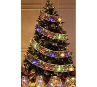 Optimal Products LED Ribbon Christmas Ribbon Bows Tree Lights Party Decor Xmas Tree Top Ornament UK (Multicolour)
