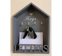Optimal Products Letter & Key Rack White Mail Holder Wall Key Hanger Vintage Letter & Key Rack Post Storage Wooden Key Organiser Hooks for Keys Grey (Grey)