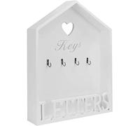 Optimal Products Letter & Key Rack White Mail Holder Wall Key Hanger Vintage Letter & Key Rack Post Storage Wooden Key Organiser Hooks for Keys Grey (White)