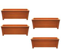 Optimal Products Long Trough 55cm Plant Pot Plastic Planter Indoor Home Outdoor Garden Window Herb Flower Box (4 Trough, Terracotta)