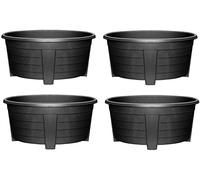 Optimal Products Long Trough/Oval/Square Plant Pot Plastic Planter Indoor Home Outdoor Garden Window Herb Flower Box (55cm Oval Planter Ebony, 4)