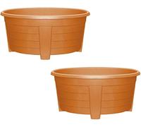 Optimal Products Long Trough/Oval/Square Plant Pot Plastic Planter Indoor Home Outdoor Garden Window Herb Flower Box (55cm Oval Planter Terracotta, 2)
