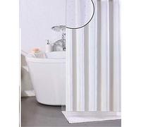 Optimal Products Luxury White Glitter Diamante Polyester Weighted Hem Shower Curtain (White Diamante)