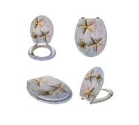 OPTIMAL PRODUCTS Mdf Soft Slow Close Star Fish Design Stainless Steel Strong Hinges Novelty Design Toilet Seat