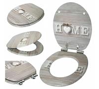 Optimal Products MDF Toilet Seat Novelty Design Stainless Steel Hinges All Printed Loo Seats Soft Close / Slow Close (Home Design), 47 x 37.7 cm